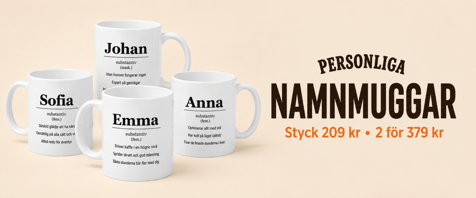 personliga namnmuggar i varm design
